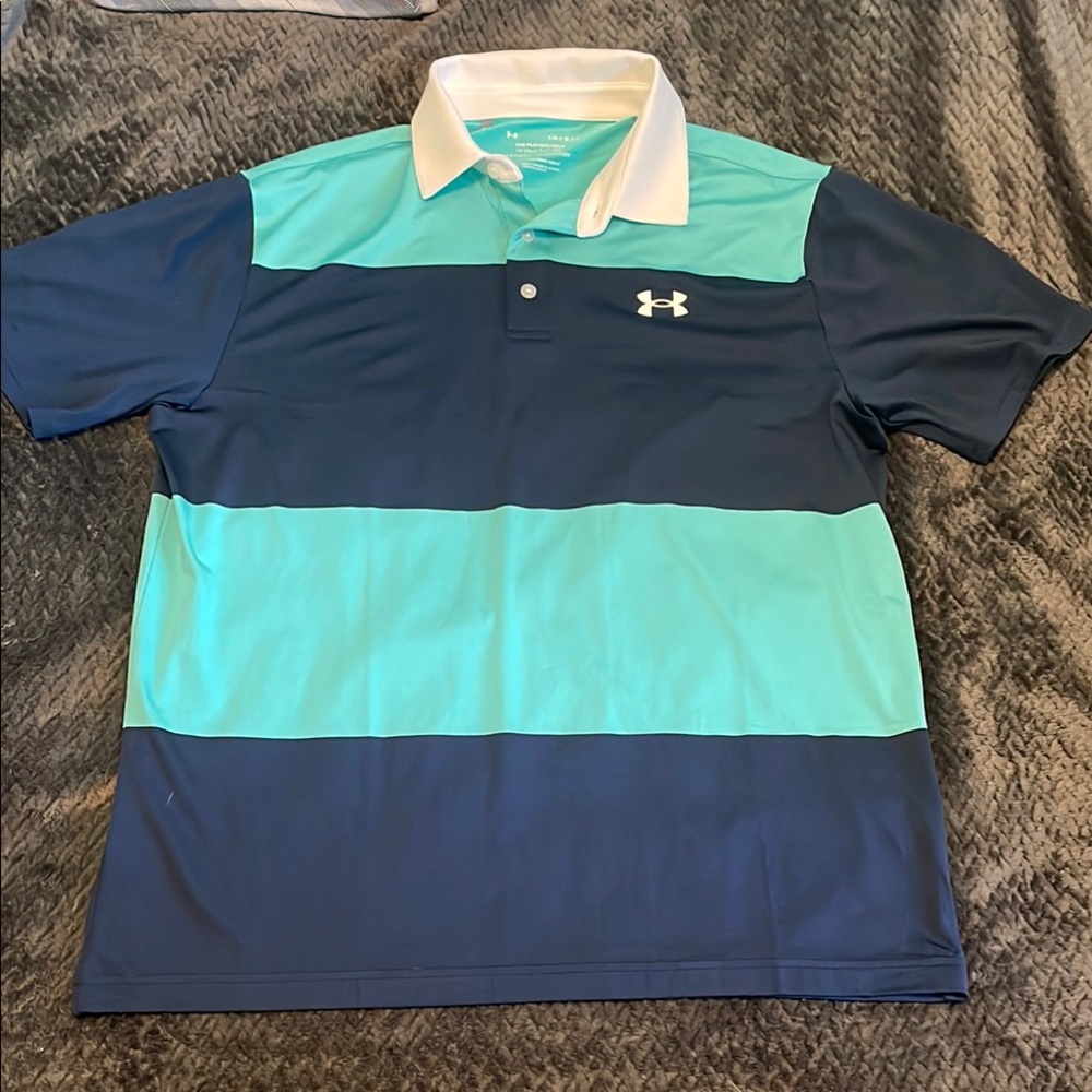 🌟 3 for $35! Under Armour Blue Polo Shirt with Moisture-Wicking Fabric